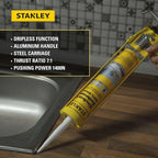 Stanley Caulking Gun - 10 Oz Silicone Sealant Gun with 1400N Pushing Power, No Drip Function, Steel Carriage & Aluminum Handle Sealant Gun | 7:1 Thrust Ratio, 1 Pack