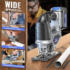 Cordless Jigsaw Tool Compatible with Dewalt 20V Battery, Variable Speed, LED Light, 0°-45° Bevel Cuts, 3-Position Orbital Action, Brushless Motor for Cutting (With 5Ah Battery & Charger Station Kit)