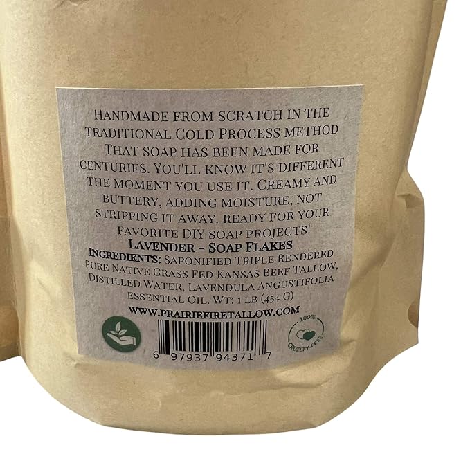 Pure Beef Tallow Soap Flakes - Made in USA - Grass Fed and Finished - Face, Body and Hair - Cleans, Moisturizes, Soothes, and Hydrates. Natural and Organic Frankincense