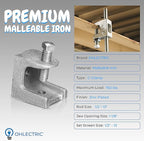 OhLectric OL-72839 Beam C Clamp - Malleable Iron, Zinc Plated Beam Clamp - Features 1-1/8" Jaw Opening, 1/2"-13” Set Screw Size and 750 lbs Max Load - Safety Beam Clamp - Supports 1/2" to 13" Rods