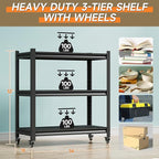 Workbench on Wheels, Adjustable Heavy Duty Work Table with Wheels, Heavy Duty Workstation, Metal Tool Work Bench for Garage Warehouse Workshop, 32" H x 18" D x 34" W