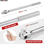 MAXPOWER 1/2" Drive Socket Wrench Set, 16-Piece, Including 13-Piece SAE Sockets, 1/2" Drive Breaker Bar, 1/2" Ratchet Wrench and Extension Bar