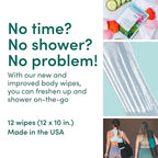 YUNI Beauty Large Body Wipes - Rose Cucumber, 30 Count - Moist Showerless Wipes, Cleanse & Deodorize, On-the-Go Waterless Body Cleanser, Individually Wrapped for Camping, Travel & Gym