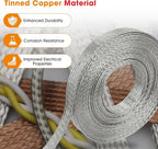 Tinned Copper Wire Shielding Sleeve, Expandable Ground Strap Wiring Braided Sleeving Metal Mesh Sheathing Cabling Wiring Protector (5/8inch - 20ft)