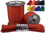BORED? PARACORD! 550 lb Paracord - Ideal for Crafting, Camping, DIY Projects, Active & Military Outdoors - Strong Survival Rope - Tactical Parachute Cord Type III - Solar Orange 1000 Feet