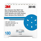 3m 3M-36146 Hookit Blue Abrasive Disc Multi-hole, 3, 180 Grade