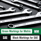 SK Combination Wrench Set, SAE 5/16" to 3/4", Metric 8 to 19mm, 23-Piece, SuperKrome Finish, Premium CR-V Construction, with Rolling Pouch