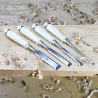 Woodworking 4 PC Wood Chisel Set Chrome-Vanadium Steel with Hornbeam Handles for Carpentry, Woodworking, Carving, Craftsman, 1/4 inch,1/2 inch,3/4 inch, 1 inch