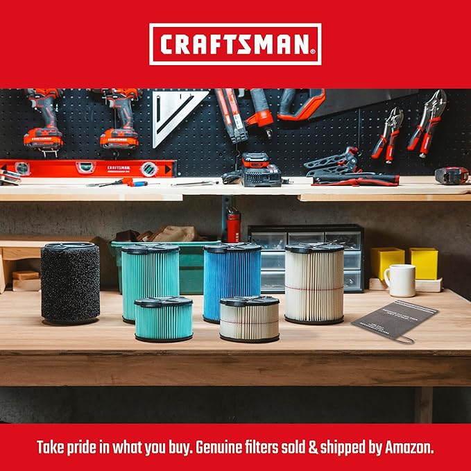 CRAFTSMAN CMXEVBE17596 20 Gallon 6.5 Peak HP Heavy Duty Wet/Dry Shop Vacuum with Filter, Dust Bag, Hose, Attachments and CMXEVBE17678 1.75 Peak HP Wet/Dry Shop Vac Powerhead with Filter Bag and Hose