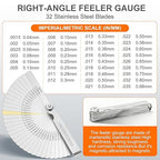 2Pcs Stainless Steel Feeler Gauge Set,32 Straight Blades Feeler Gauge&16 Pieces Angled Feeler Gauge Set, Measure Gap and Thickness for Guitar, Spark Plug, Valves Piston Measure Filler Gauge