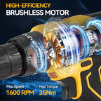 21V Power Drill Set with LED Digital Display, 118PCS Cordless Drill Kit with 2 x 2.0Ah Battery, Tool Set with Electric Drill, 0-1600RMP, Power Tool Kit for Men Women Office Repair Maintain