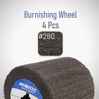 4"x4", Non-Woven Polishing Wheel, Very Fine Grit 280, 4 Pk, S/C, for Metal and Wood Surface Polishing