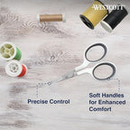Westcott 4" Embroidery Scissors with Curved Titanium-Bonded Blades for Flush Trimming, Crafting, Sewing & More (White/Gray)