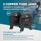 Mini Pro Press Tool kit with 2 Copper Pro Press Jaws 1/2", 3/4", Brushless Motor, 2pcs Battery, Fast Charger & Carrying Case