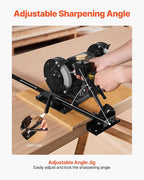 VEVOR Pro Grind Sharpening System, Multi-Grind Sharpening Jig for 6" & 8" Bench Grinder - with Platform Jig, Tool Rest Bar, Setup Block, Miter Slide, Micro Bevel Block, for Chisels Woodturning Tools
