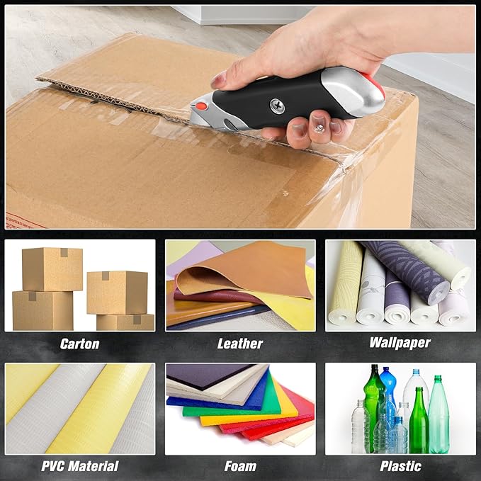 DIYSELF 20 Pack Box Cutter, Rubber Handle Utility Knife, Box Cutter Retractable Heavy Duty, Box Cutter Knife for Boxes, Cardboard, SK5 Steel Blades, Razon knife for Warehouse, Home, Box Cutters Bulk