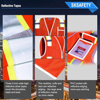 SKSAFETY 10 Pockets Safety Vest, Class 2 High Visibility Security with Zipper Double-sided mesh, Hi Vis Vest with Reflective Strips, ANSI/ISEA Standard, Construction Work Vest （Orange, 2XL）