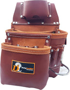 Daisy Leather PRO DL-101 Oil tanned Premium 25 pockets Heavy duty Tool Belt, Carpenter belt Pouch for Construction, Carpenter, Craftsman and Electricians workers, Black, X-Large (Cherry Leather)