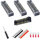 Terminal Block (4 Sets) 4Pcs 8 Positions Dual Row 600V 15A Screw Terminal Strip Blocks with Cover&4Pcs Pre-Insulated Barrier Termina Block Strip&32Pcs Insulated Fork Wire Connector