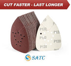 S SATC Mouse Sander Sandpaper 50PCS Mouse Sanding Pads 12 Holes Hook and Loop Sandpaper 120 Grit Detail Palm Sand Paper