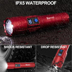 Rechargeable Flashlights High Lumens - Super Bright LED Tactical Flash Light, Powerful Waterproof Handheld USB C Flashlight for Camping,Emergencies,Home,5 Modes,Zoomable (1, Red)