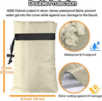 Enlarge Outdoor Faucet Cover for Winter Freeze Protection, 3M Thinsulate, 10"H x 6.3"W Hose Bib for Wall Taps Outside, Waterproof & Frost Free Insulated Spigot, 2 Pcs Faucet Socks - Sand