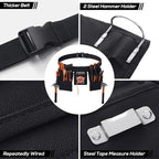 Gifts for Men,19 Pocket Tool Belts with Quick Release Buckle- Heavy Duty Detachable & Adjustable Utility Belt,Work Apron for Men and Women,for Electrician,Carpenter,Construction Tool Belt (Black)