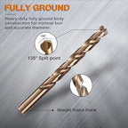 29Pcs Cobalt Drill Bit Set (1/16''-1/2''), M35 High Speed Steel, Twist Jobber Length for Hardened Metal, Stainless Steel, Cast Iron, Wood, and Plastics, with Metal Index Storage Box