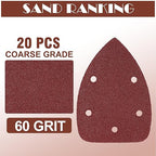 60 Grit Mouse Sander Sandpaper, Jamiikury 5 Hole Detail Sander Sandpaper Palm Sander Paper Mouse Sanding Pads Hook and Loop Sanding Sheets - Pack of 20