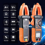 Clamp Meter Digital, AC/DC Current, Electrical Tester Digital, True RMS 4000 Counts, Auto-Ranging Measures AC/DC Voltage, Continuity, Frequency, Capacitance, Resistance, Duty-Cycle, Diodes