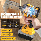Cordless Impact Driver for DeWalt 20V Max Battery, 2800 In-lbs Brushless 1/4" hex chuck Impact Driver, impact drill with 5-Speed Lightweight Power Impact Drivers, LED Light (no battery)