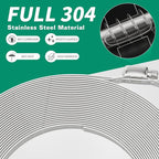 30FT Hose Clamps,304 Stainless Steel Hose Clamp Assortment Kit DIY Metal Strapping with Holes+15 Fasteners,Adjustable Worm Gear Large Hose Clamps Metal Band Screw Clamp Straps for Pipe,Duct,Tube