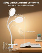 Glocusent 5W 72 LED Reading Clip on Light for Bed, Eye Caring Bed Lamp, 3 Colors & 5 Brightness Levels for Headboard with Adapter, Perfect for Reading, Working & Studying (White 2.0)