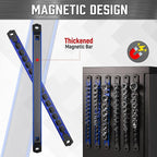 ALOANES 6-Piece Magnetic Rail Organizer, Heavy Duty Aluminum Rails, 360 Swivel Clips Socket Holder Kit for Tool Box, 1/2, 3/8, 1/4-Inch Socket Holder x 80 Clips (Blue)