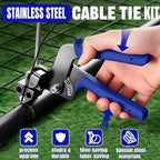 Metal Zip Ties Black & Stainless Steel Cable Tie Gun, for Fastening and Cutting Stainless Steel Zip Ties, 150pcs (8" 11.8" 15.75") fence ties for Chain Link Fence, Chicken Coop