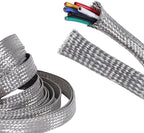 Tinned Copper Wire Shielding Sleeve, Expandable Ground Strap Wiring Braided Sleeving Metal Mesh Sheathing Cabling Wiring Protector (5/8inch - 12ft)