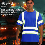 sesafety 3PACK High Visibility Shirts for Mens, Class 3 Hi Vis Reflective Construction Shirts for Men with Pocket Safety T Shirts for Men Work Shirt for Mens Short Sleeve