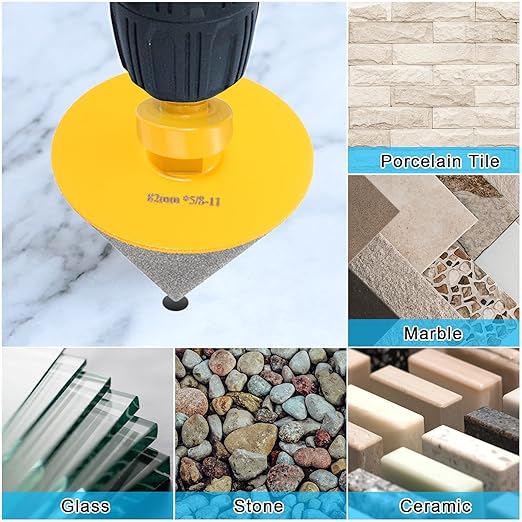 HARFINGTON Diamond Beveling Chamfer Bits 83mm Dia 5/8-11 Thread Cone Grinder Bit with Adapter, Countersink Drill Bit to Enlarge Holes for Porcelain Tile, Marble, Ceramic, Glass, Stones