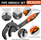 Pipe Wrench Set, 10” and 15” Self Adjusting Wrench 2-Piece Plumbing Tools for 0.55“-2.36”/14-60mm Standard Nuts, Irregular Nuts,Pipes Use