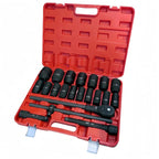 3/4 Inch Drive Impact Socket Set,6 Point,SAE Sizes(3/4" to 2"),21Pcs,Cr-Mo Steel,Includes Adapters and Quick Release Ratchet Wrench,With a Storage Case.