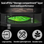Herb Drying Rack Hanging Mesh Net，Medium 4+1 Layer Plant Drying Rack with Door-Type Zipper & Closed Storage Compartment for Folding Basket Dryer Fit in Grow Tents、Garden Outdoor