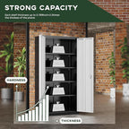 Greenvelly Metal Garage Storage Cabinet, 72" Black Gray Tool Steel Locking Cabinet with Doors and 4 Shelves, Tall Cabinets for Garage Storage Systems Lockable File Cabinet for Home Office,Garage