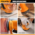 POLIWELL 5 Inch Sanding Discs 8-Hole Hook and Loop Sandpaper Wet Dry Sanding Sheets 80 to 2000 Assortment Grits 50 Pack with 5” Interface Pad for Random Orbital Sander Automotive Wood Metal Plastic