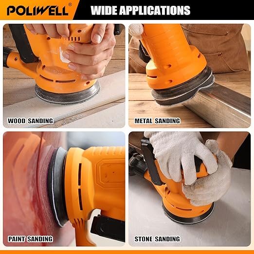 POLIWELL 5 Inch Sanding Discs Hook and Loop 8 Hole Heavy Duty Silicon Carbide Sandpaper 320 400 600 800 1000 1500 2000 3000 4000 5000 7000 10000 with Interface Pad for Random Orbital Sander,120 Pack