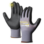 COOLJOB 36 Pairs Nitrile Rubber Dipped Safety Work Gloves with Grip Dots, Seamless Knit Nylon Gloves with 2 Fingers Touchscreen, Non-slip Coated for Warehouse, Home Improvement, Yard, Grey Medium