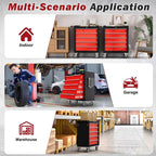 Rolling Tool Chest with Drawers, 5 Drawers Tool Chests & Cabinets, Metal Toolbox with Wheels, Lockable Storage Cabinet, Garage Tool Box with Drawers (BlackRed, 5 Drawers)