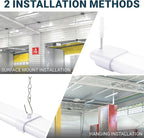 PARMIDA (4 Pack) Linkable LED Utility Shop Light, 45W, 3FT Integrated Fixture ETL 4500LM Plug-in Garage Lighting, On/Off Switch, Surface or Suspension Mount for Basement Workshop Office, White - 5000K