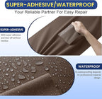 Self-Adhesive Canvas Repair Tape, 4" x 79" Waterproof Canvas Repair Patch, Fabric Patch Repairs Kit for Furniture, Tents, Sunbrellas, Boat Covers Awnings, Couches, Clothes, Bags Darker Brown