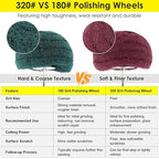 HighFree 7 PCS Non Woven Abrasive Buffing Polishing Wheels Drill Attachment Set - Scouring Pads Wheel with 1/4" Shank for Stainless Steel Copper Aluminum Wood-Wares (320 Grit Red)