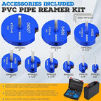 9PCS PVC Pipe Reamer Kit - SCH40 Aluminum Deburring Tool Kit (1/2" to 4") | Dual-Blade Technology | Deburring Tool for PVC & ABS Pipes | Fits Standard 1/2" Drills